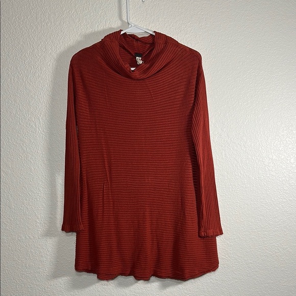 Free People Orange Ribbed Cowl Neck Sweater S - Picture 1 of 6
